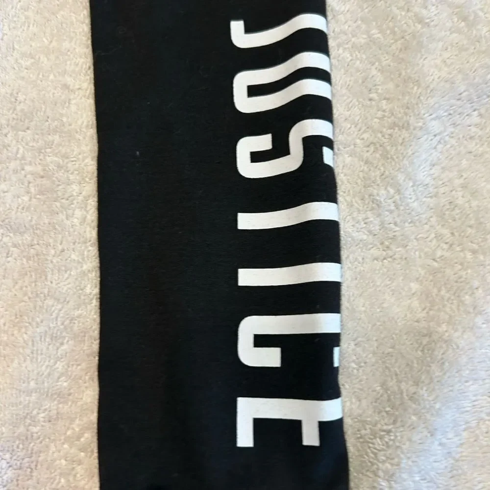 Justice Black and Pink Leggings with Vibrant Stripes